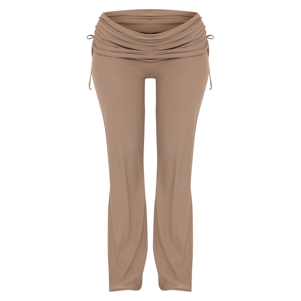 Pretty Little Thing Maternity Taupe Soft Touch Fold Over Waist Pants - US Sz 12